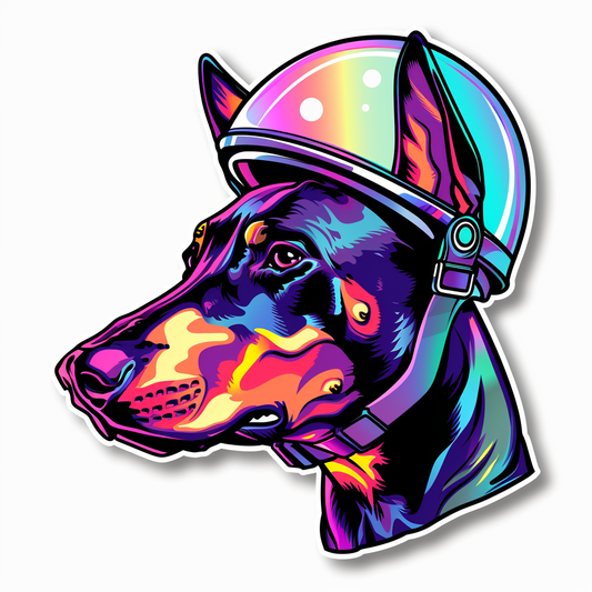 Cute and Adorable Doberman Pinscher Expressive surreal Vinyl Decal Sticker for Car, Laptop, Tumbler and more # F019631-4" x 4"