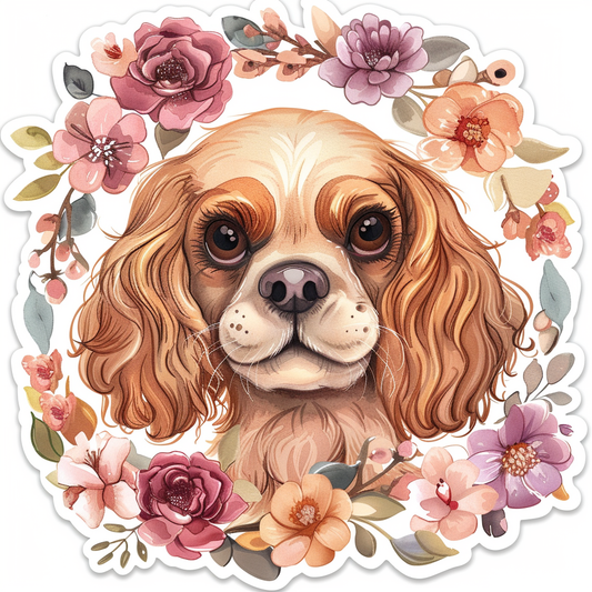 Adorable Cocker Spaniel Dog Expressive surreal Vinyl Decal Sticker for Car, Laptop, Tumbler and more # F020000-4" x 4"