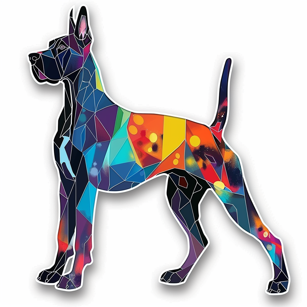 Adorable Great Dane Dog Expressive surreal Vinyl Decal Sticker for Car, Laptop, Tumbler and more # F017921
