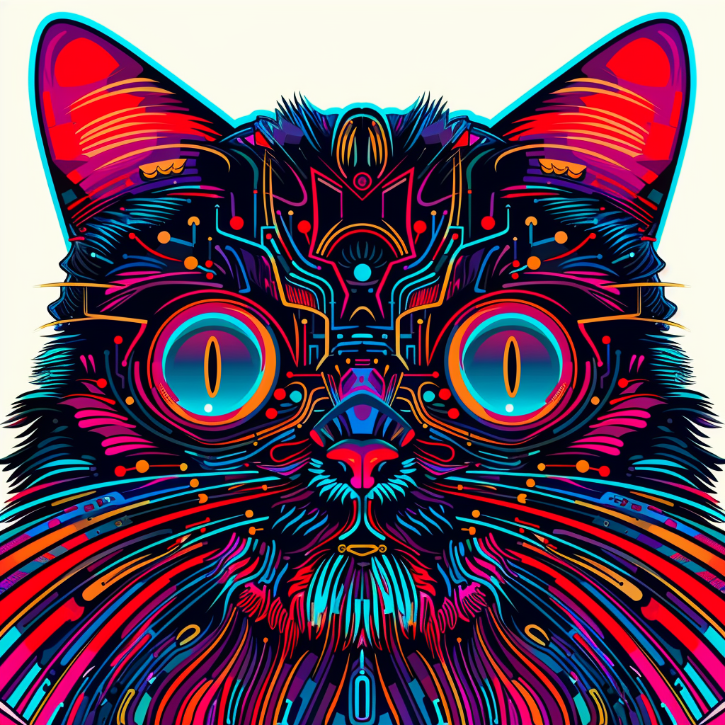 a Persian Cat cyber punk majestic Expressive surreal Vinyl Decal Sticker for Car, Laptop, Tumbler and more # F016192