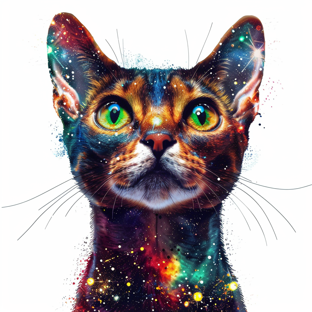 Abyssinian Cat astronaut majestic Expressive surreal Vinyl Decal Sticker for Car, Laptop, Tumbler and more # F021134-4" x 4"