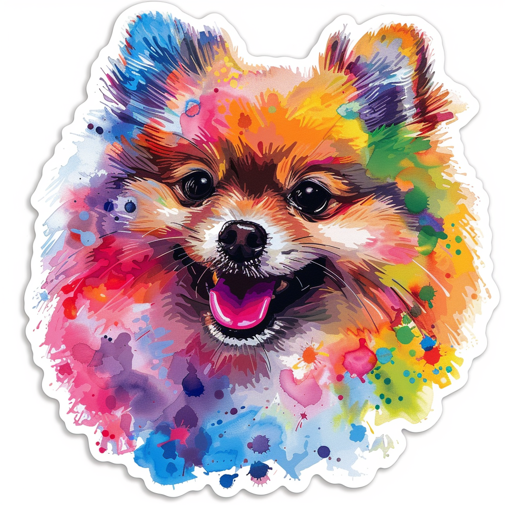 Sticker of a Pomeranian Dog majestic Expressive surreal Vinyl Decal Sticker for Car, Laptop, Tumbler and more # F013785