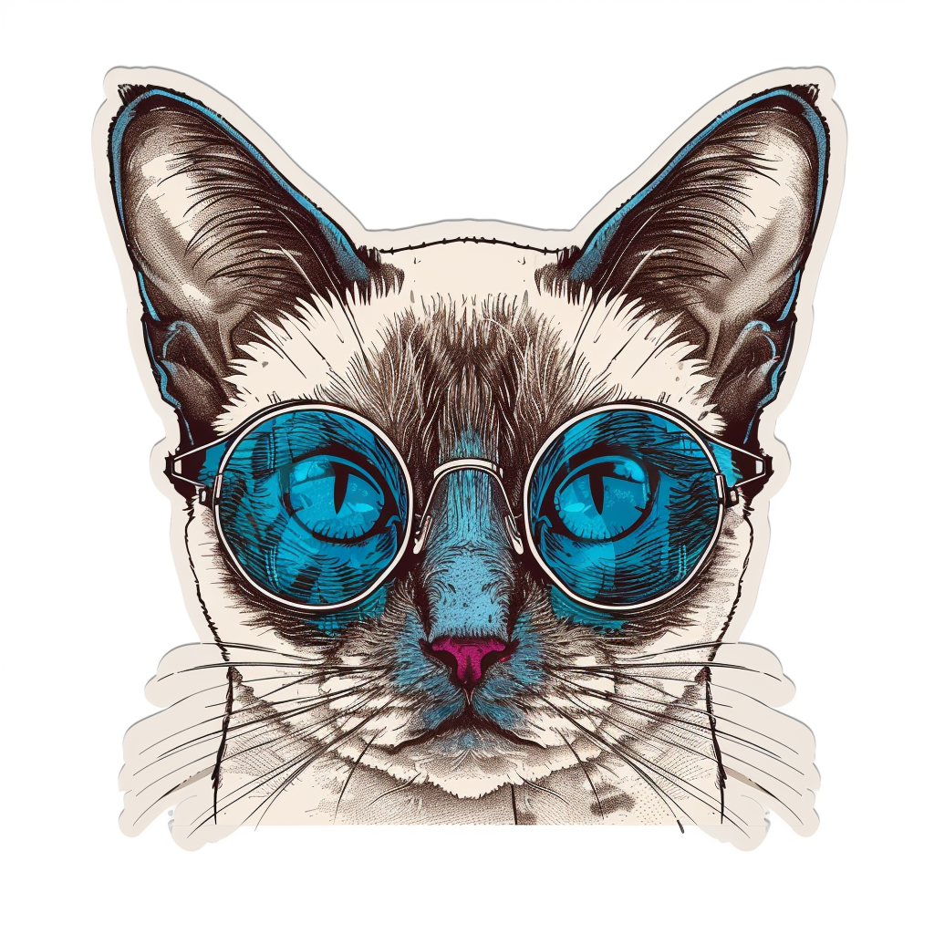Burmese Cat wearing sunglasses Vinyl Decal Sticker for Car, Laptop, Tumbler and more # F010956