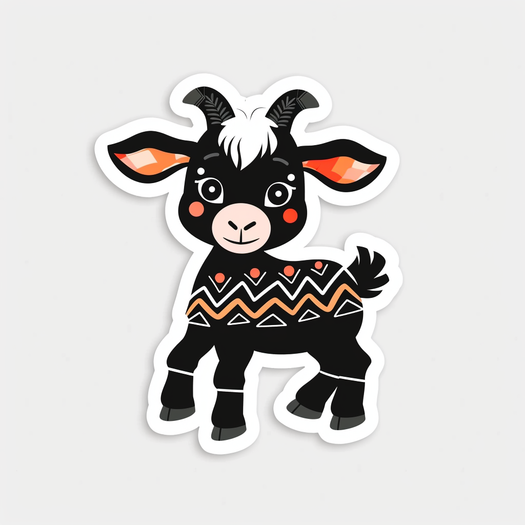 Goat Crowned majestic Expressive surreal Vinyl Decal Sticker for Car, Laptop, Tumbler and more # F020557-4" x 4"