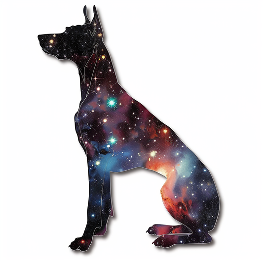 Doberman Pinscher Dog galaxy majestic Expressive surreal Vinyl Decal Sticker for Car, Laptop, Tumbler and more # F019485-4" x 4"