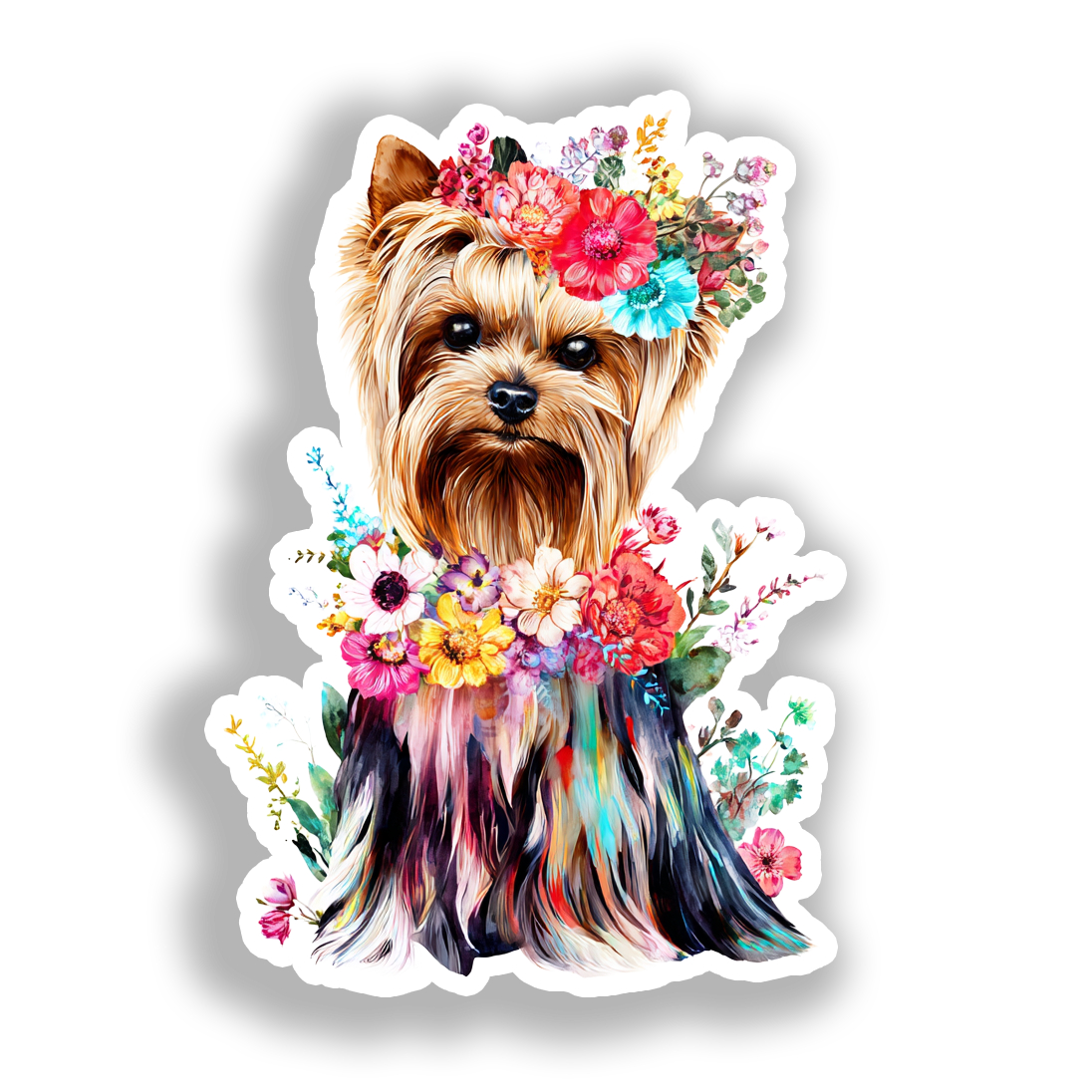 Yorkshire Terrier Dog Vinyl Decal Sticker for Car, Laptop, Tumbler and more # A017125-4" x 4"