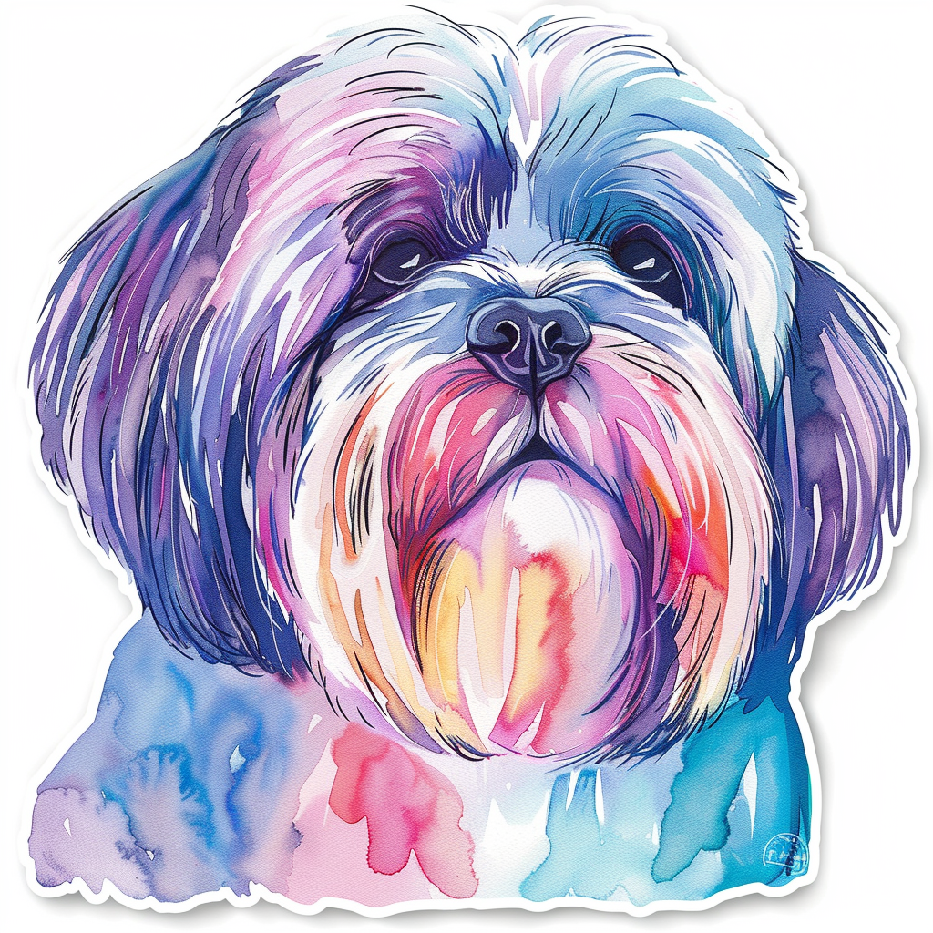 Adorable Shih Tzu Dog Expressive surreal Vinyl Decal Sticker for Car, Laptop, Tumbler and more # F018524