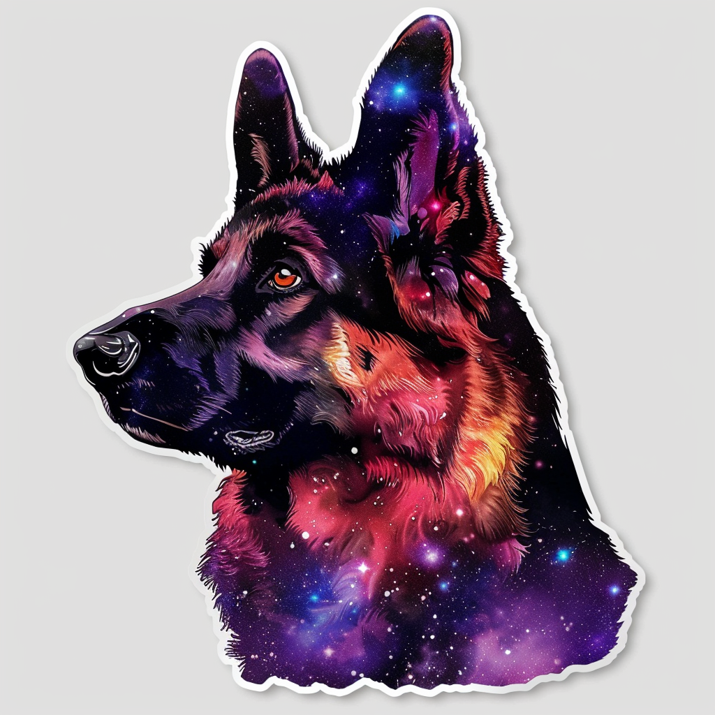 German Shepherd Dog galaxy Vinyl Decal Sticker for Car, Laptop, Tumbler and more # F011307