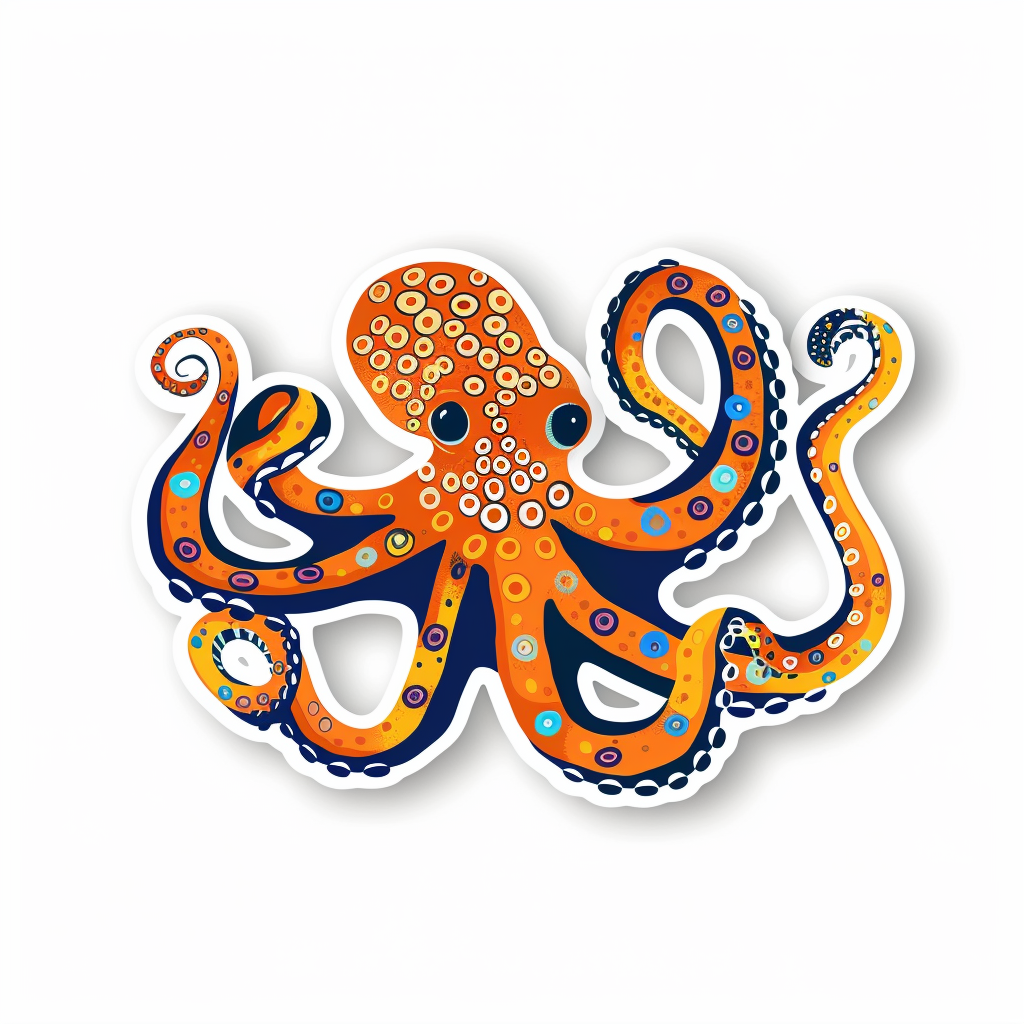 Sticker of a Octopus crowned majestic Expressive surreal Vinyl Decal Sticker for Car, Laptop, Tumbler and more # F015530
