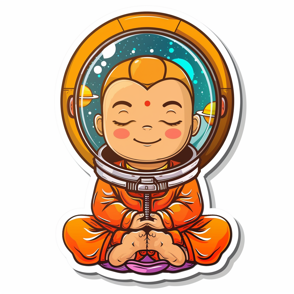 Sticker of a Cute and Adorable Buddha full body space suit Expressive surreal Vinyl Decal Sticker for Car, Laptop, Tumbler and more # F017197