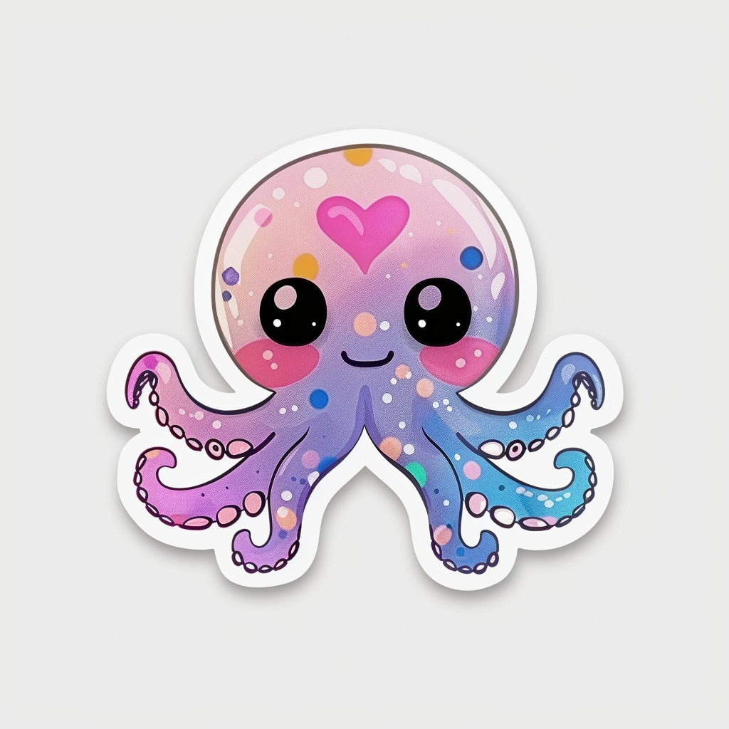 Sticker of a Octopus heartcore texture Expressive surreal Vinyl Decal Sticker for Car, Laptop, Tumbler and more # F015929