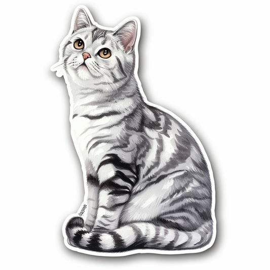Sticker of an American Shorthair Cat majestic Expressive surreal Vinyl Decal Sticker for Car, Laptop, Tumbler and more # F019265