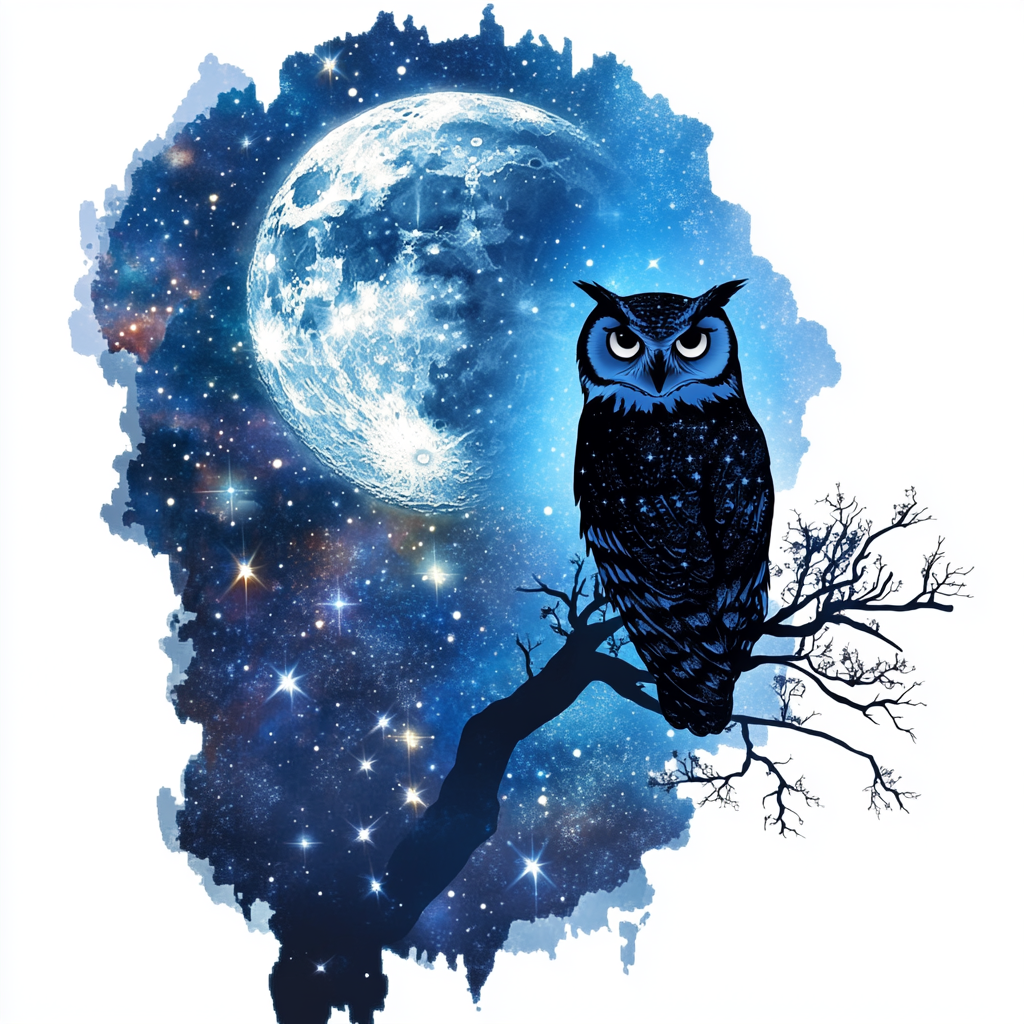 Owl Moon and Stars Vinyl Decal Sticker for Car, Laptop, Tumbler and more # F025701