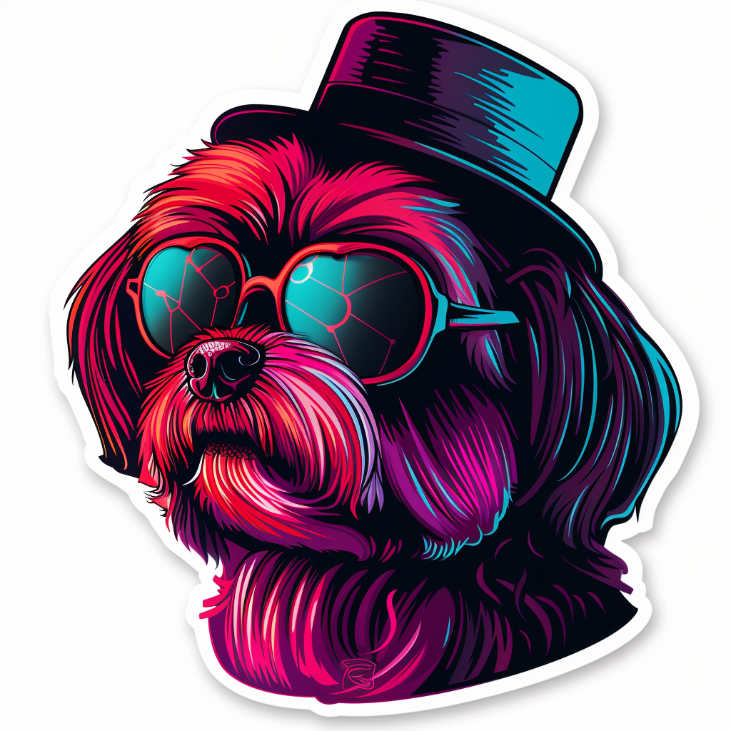 Adorable Shih Tzu Dog Expressive surreal Vinyl Decal Sticker for Car, Laptop, Tumbler and more # F018359