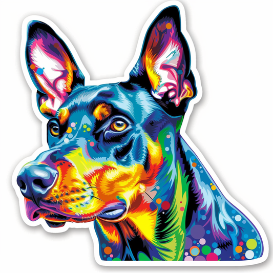 Cute and Adorable Doberman Pinscher Expressive surreal Vinyl Decal Sticker for Car, Laptop, Tumbler and more # F019466-4" x 4"