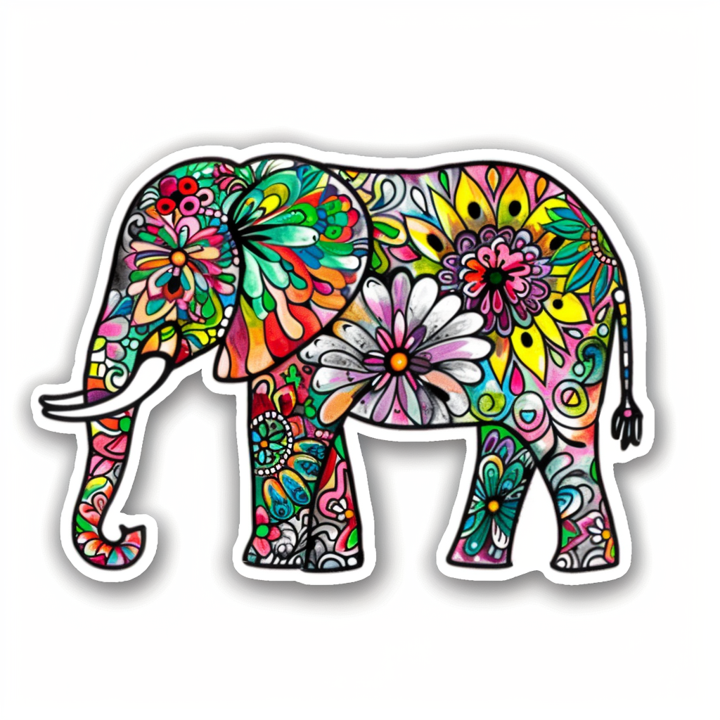 Elephant Expressive surreal Vinyl Decal Sticker for Car, Laptop, Tumbler and more # F022398