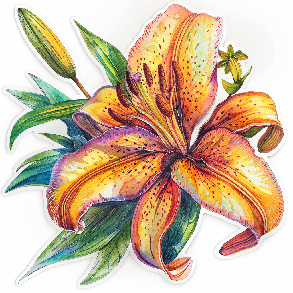 Lily flower majestic Expressive surreal Vinyl Decal Sticker for Car, Laptop, Tumbler and more # F023301