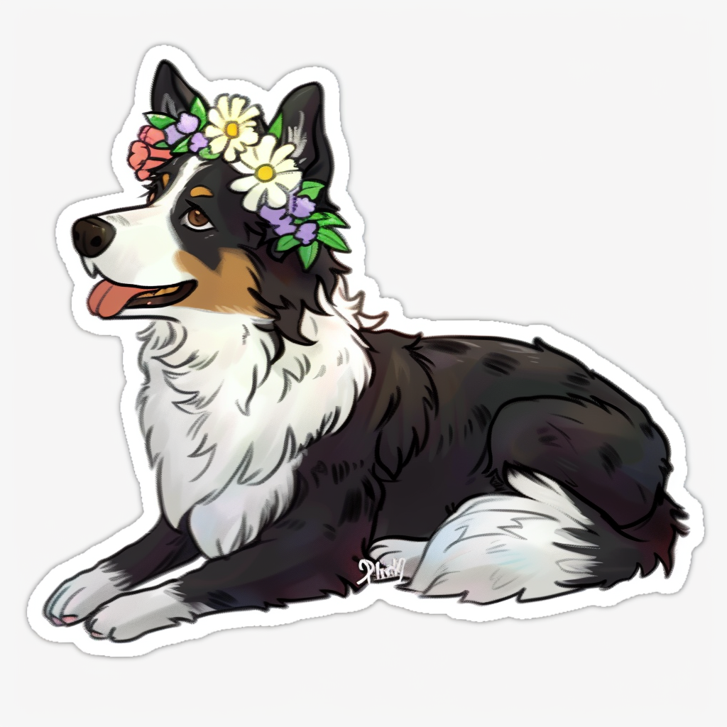 Sticker of a Border Collie Dog majestic Expressive surreal Vinyl Decal Sticker for Car, Laptop, Tumbler and more # F021927