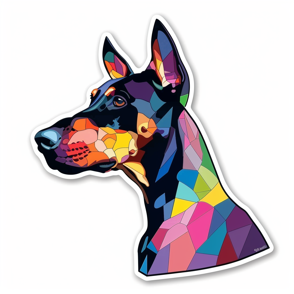 Sticker of a Doberman Pinscher Dog majestic Expressive surreal Vinyl Decal Sticker for Car, Laptop, Tumbler and more # F019266