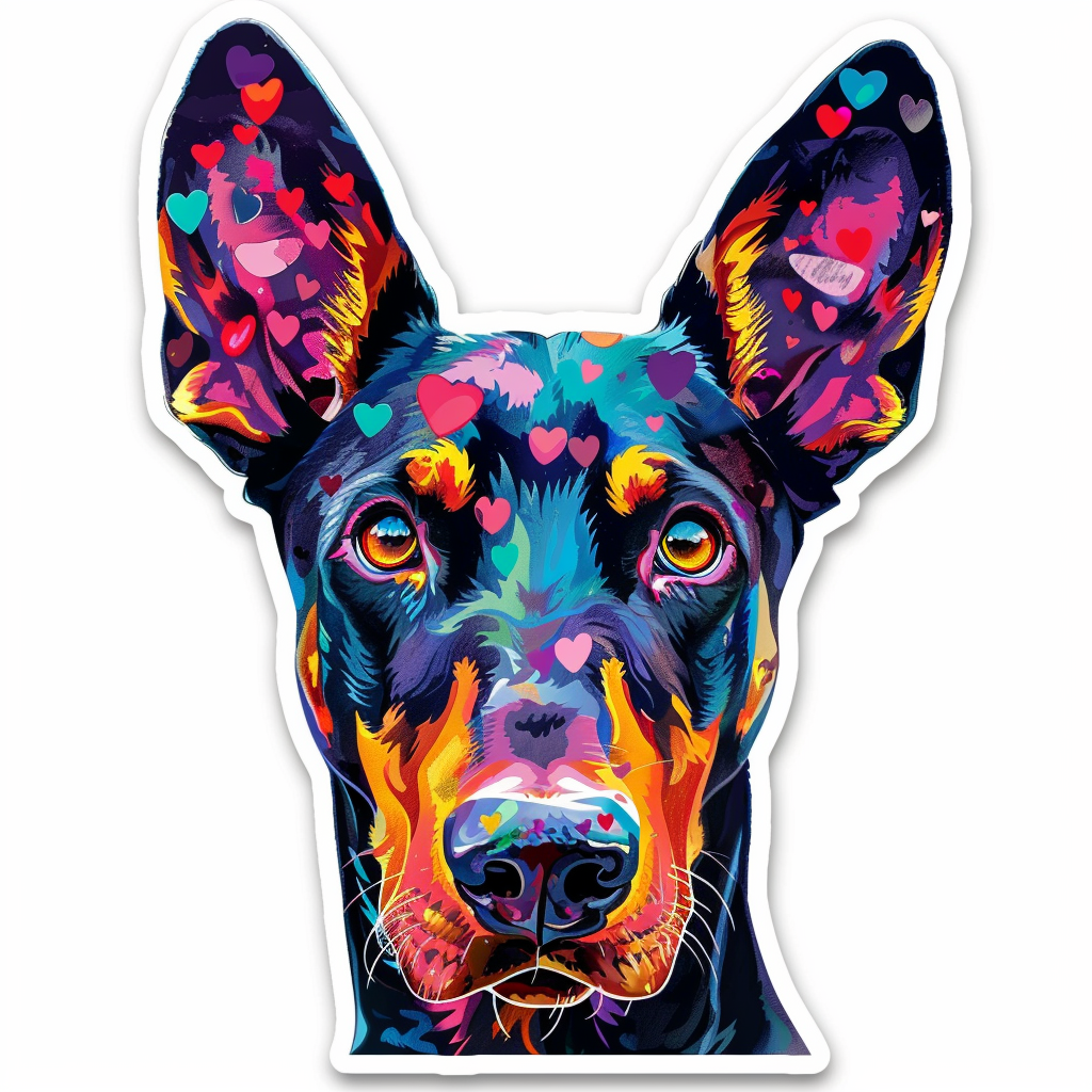 Doberman Pinscher Dog majestic Expressive surreal Vinyl Decal Sticker for Car, Laptop, Tumbler and more # F019590-4" x 4"