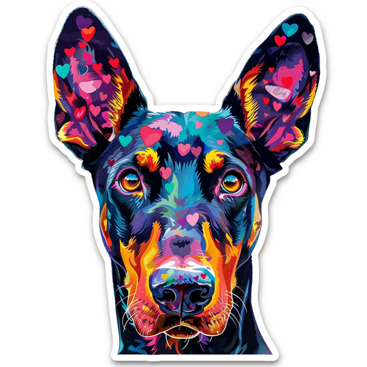 Doberman Pinscher Dog majestic Expressive surreal Vinyl Decal Sticker for Car, Laptop, Tumbler and more # F019590-4" x 4"