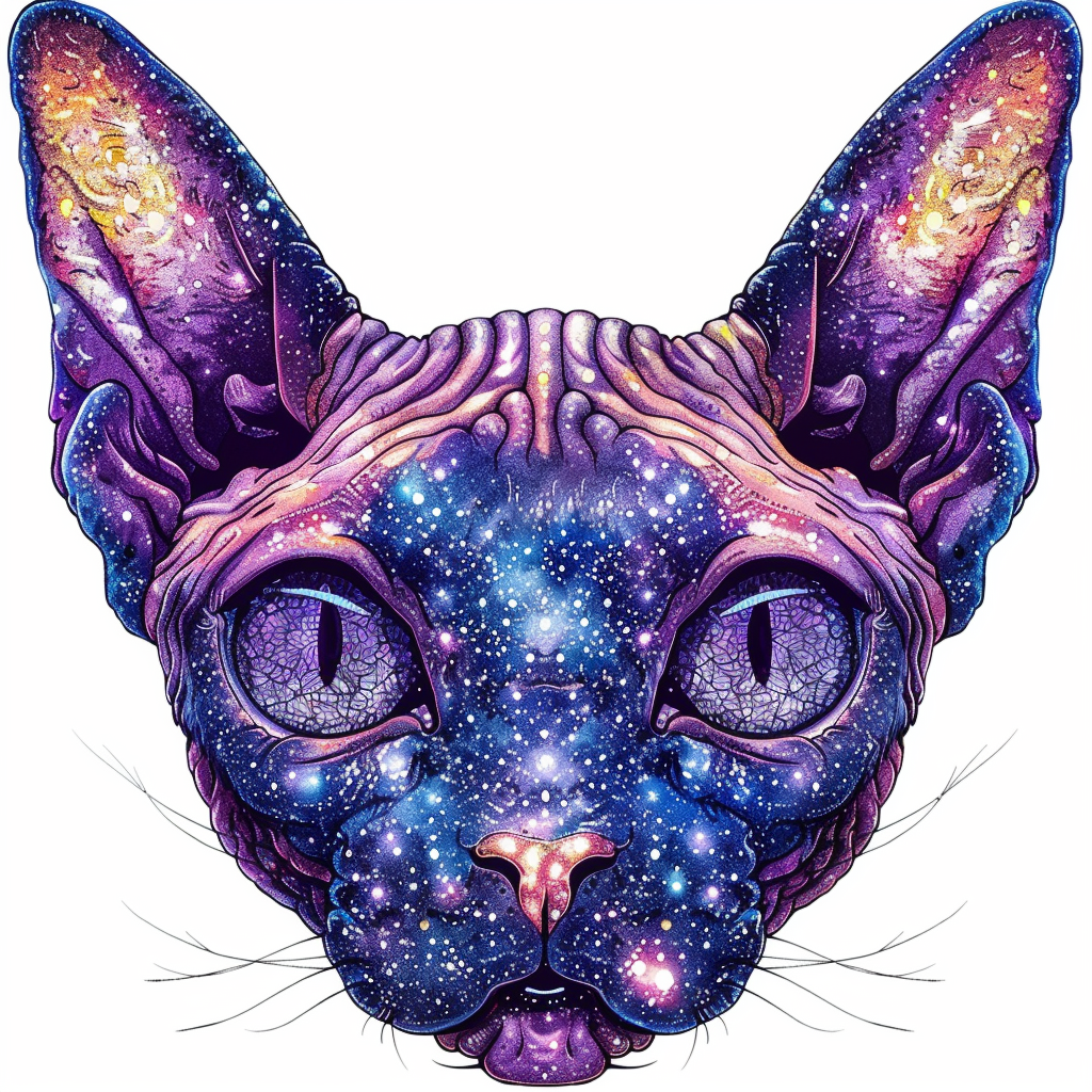 Adorable Cornish Rex Cat Expressive surreal Vinyl Decal Sticker for Car, Laptop, Tumbler and more # F021525-4" x 4"