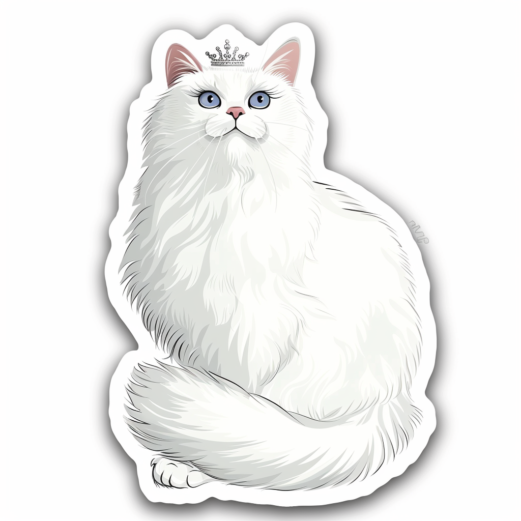 Adorable Turkish Angora Cat Vinyl Decal Sticker for Car, Laptop, Tumbler and more # F020870-4" x 4"