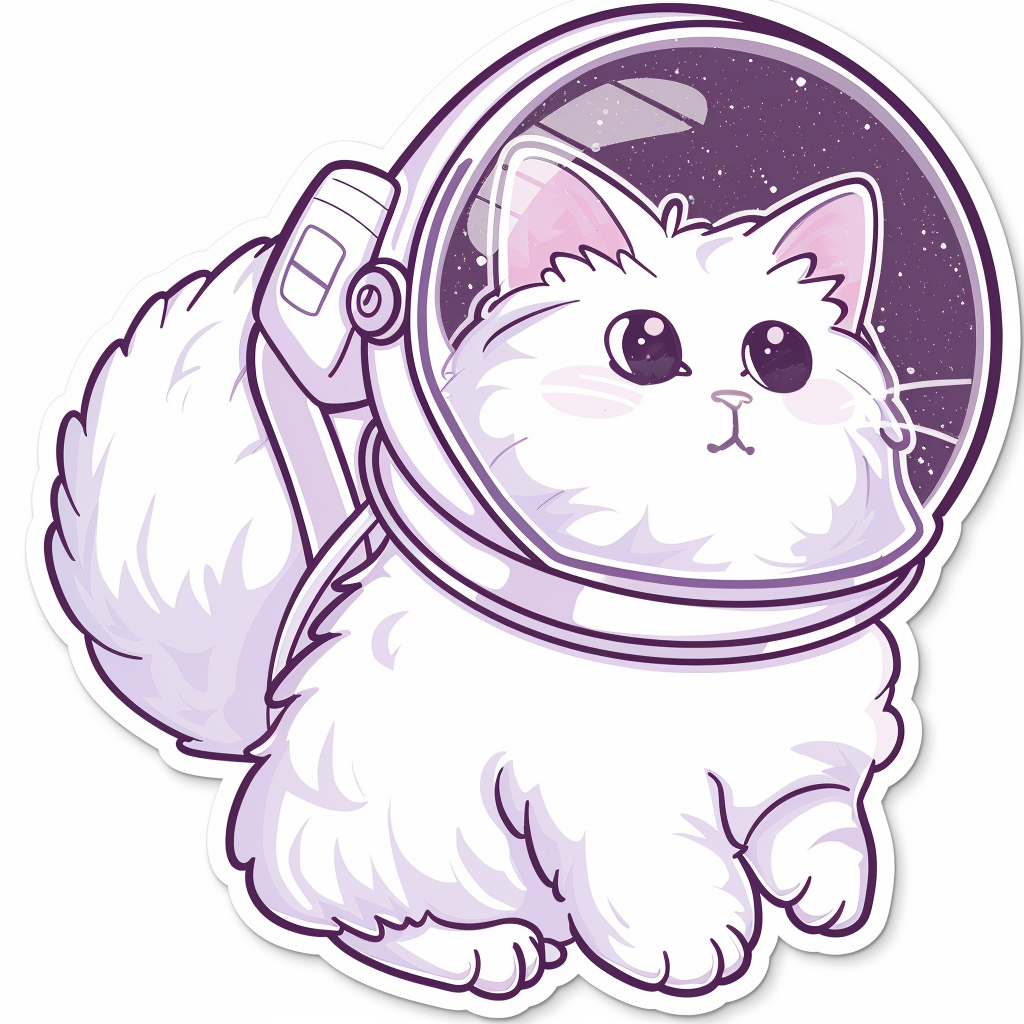 Sticker of a Cute and Adorable Persian Cat Space Expressive surreal Vinyl Decal Sticker for Car, Laptop, Tumbler and more # F016450