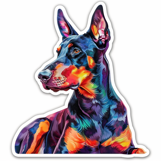 Cute and Adorable Doberman Pinscher Expressive surreal Vinyl Decal Sticker for Car, Laptop, Tumbler and more # F019440-4" x 4"