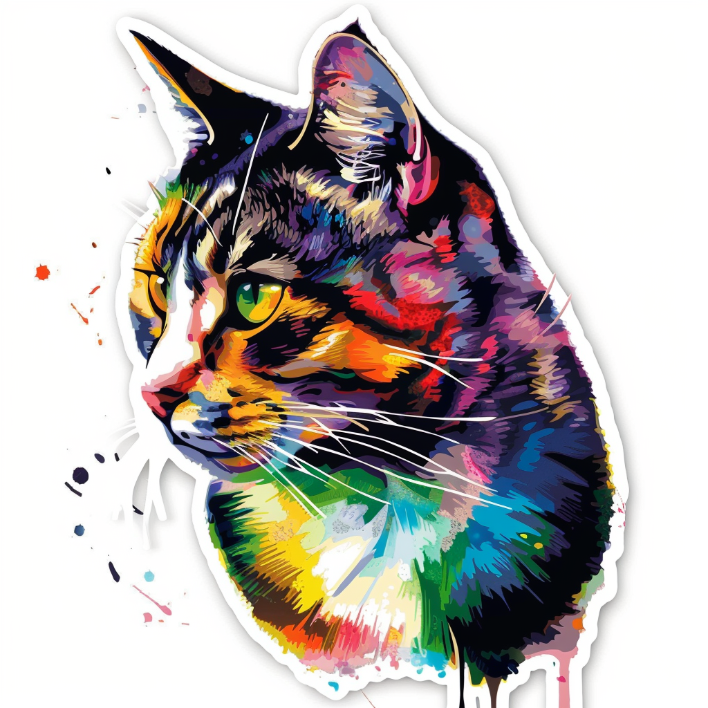 American Shorthair Cat majestic Expressive surreal Vinyl Decal Sticker for Car, Laptop, Tumbler and more # F019870-4" x 4"