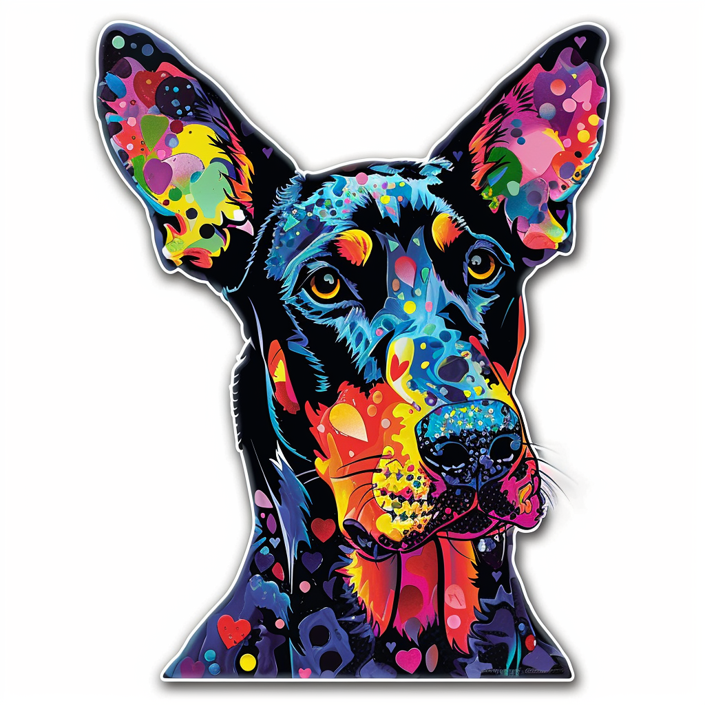 Doberman Pinscher Dog majestic Expressive surreal Vinyl Decal Sticker for Car, Laptop, Tumbler and more # F019589-4" x 4"