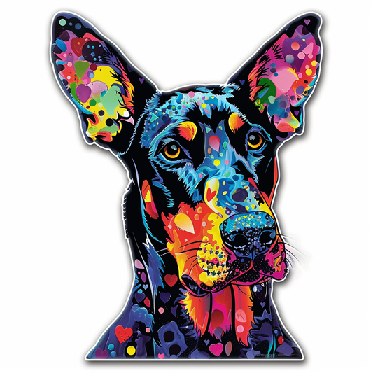 Doberman Pinscher Dog majestic Expressive surreal Vinyl Decal Sticker for Car, Laptop, Tumbler and more # F019589-4" x 4"