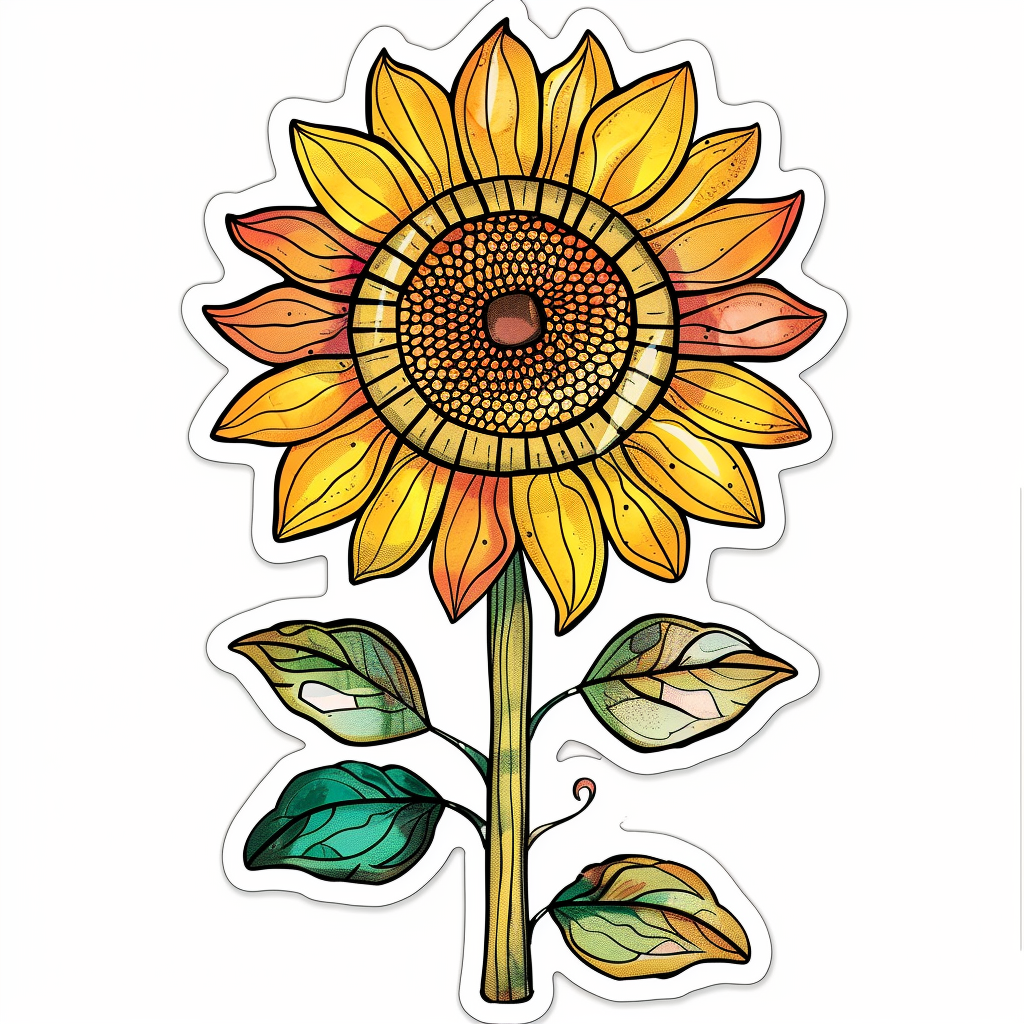 Sunflower flower majestic Expressive surreal Vinyl Decal Sticker for Car, Laptop, Tumbler and more # F023147