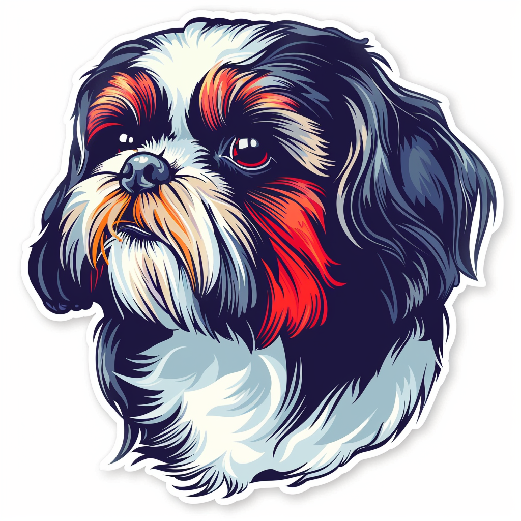 Adorable Shih Tzu Dog Expressive surreal Vinyl Decal Sticker for Car, Laptop, Tumbler and more # F018493