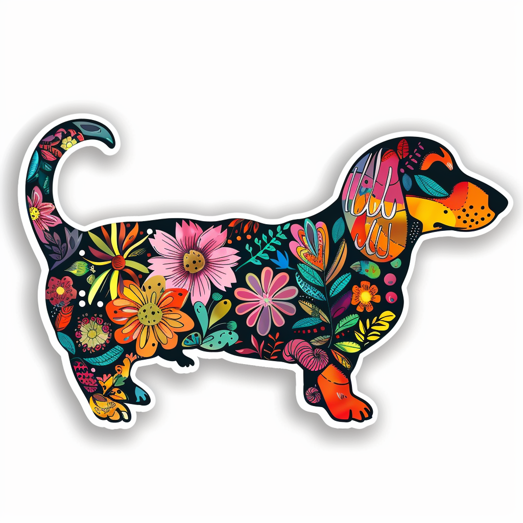 Dachshund Dog floral Vinyl Decal Sticker for Car, Laptop, Tumbler and more # F013176
