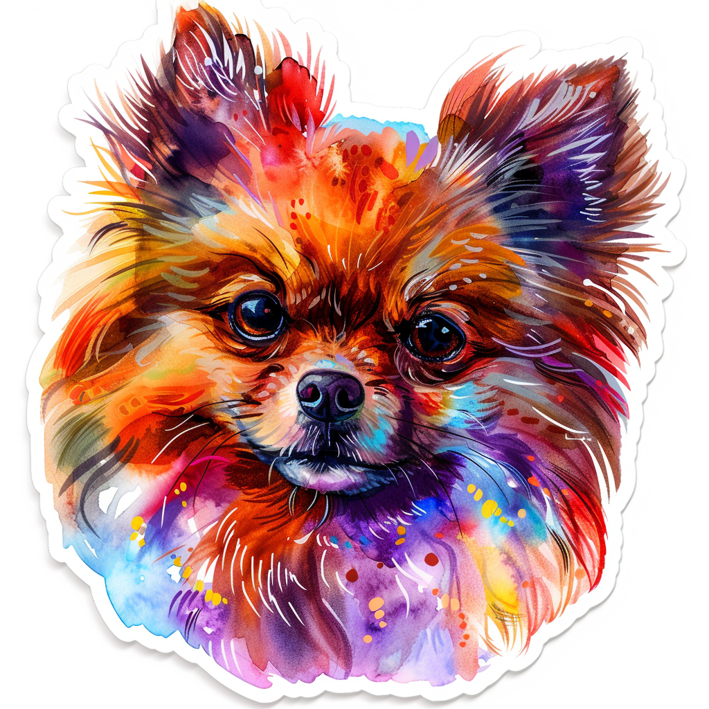Sticker of a Pomeranian Dog majestic Expressive surreal Vinyl Decal Sticker for Car, Laptop, Tumbler and more # F013769