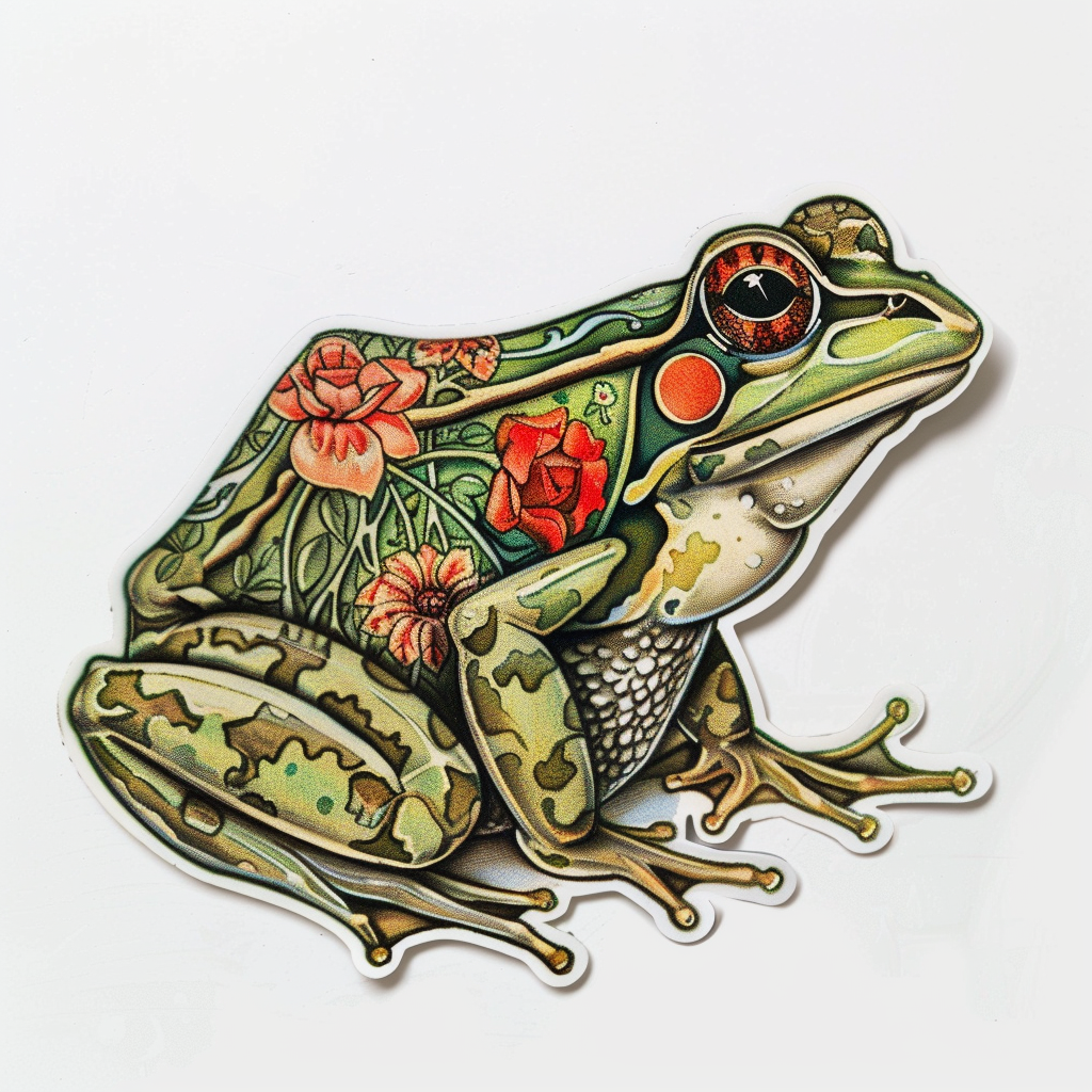 Sticker of a Frog majestic Expressive surreal Vinyl Decal Sticker for Car, Laptop, Tumbler and more # F016605