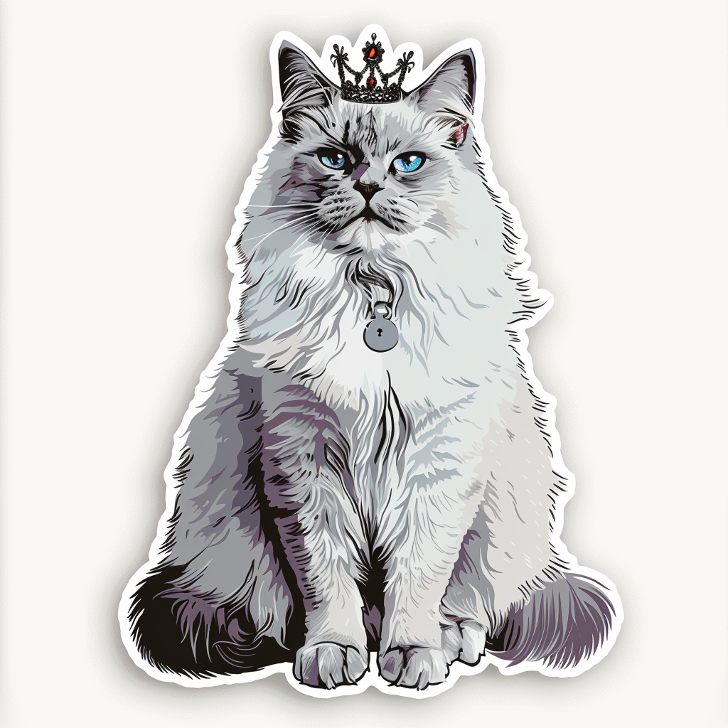 Ragdoll Cat crowned Vinyl Decal Sticker for Car, Laptop, Tumbler and more # F010195