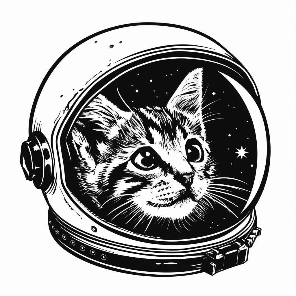 American Shorthair Cat astronaut Expressive surreal Vinyl Decal Sticker for Car, Laptop, Tumbler and more # F019788-4" x 4"