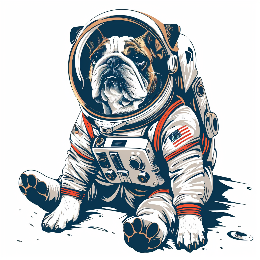 Bulldog Dog astronaut majestic Expressive surreal Vinyl Decal Sticker for Car, Laptop, Tumbler and more # F017318