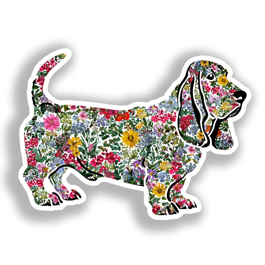 Basset Hound Dog Vinyl Decal Sticker for Car, Laptop, Tumbler and more # A018677-4" x 4"