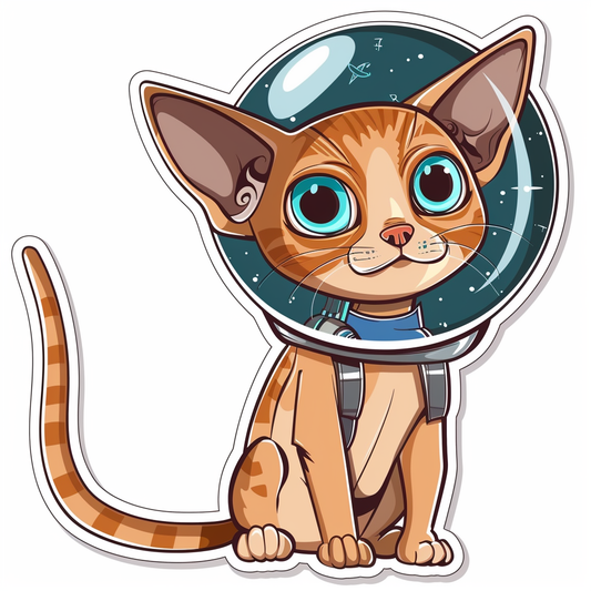 Abyssinian Cat astronaut majestic Expressive surreal Vinyl Decal Sticker for Car, Laptop, Tumbler and more # F021311-4" x 4"