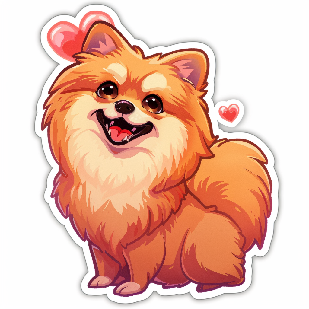 Sticker of a Pomeranian Dog majestic Expressive surreal Heartcore Vinyl Decal Sticker for Car, Laptop, Tumbler and more # F013975