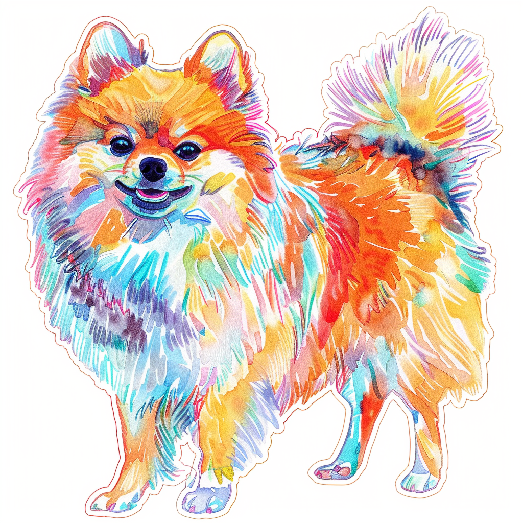 Sticker of a Pomeranian Dog majestic Expressive surreal Vinyl Decal Sticker for Car, Laptop, Tumbler and more # F013759
