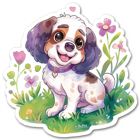 Adorable Cocker Spaniel Dog Expressive surreal Vinyl Decal Sticker for Car, Laptop, Tumbler and more # F020014-4" x 4"
