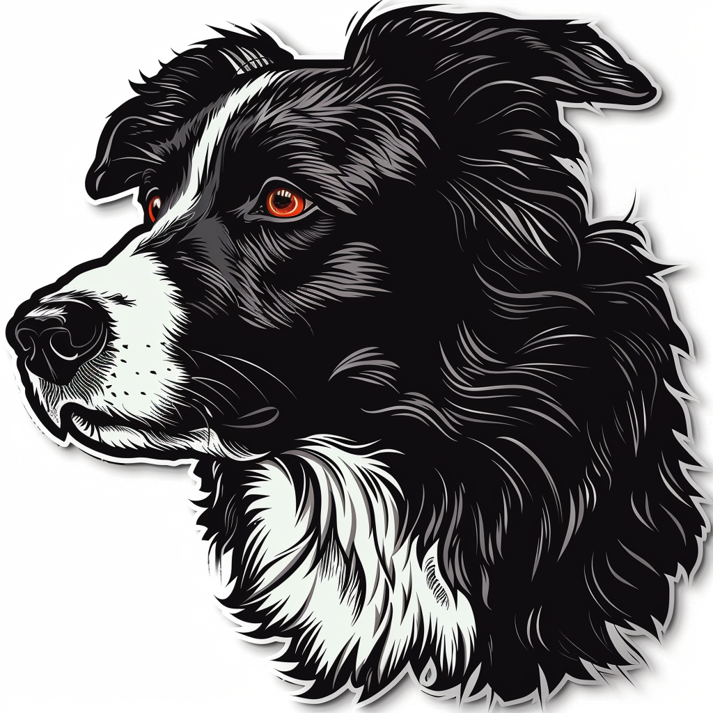 Border Collie Dog majestic Expressive surreal Vinyl Decal Sticker for Car, Laptop, Tumbler and more # F021710-4" x 4"