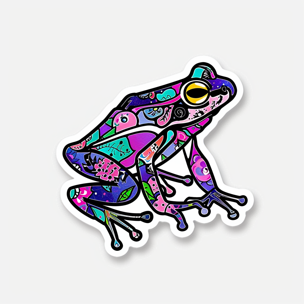 Sticker of a Frog majestic Expressive surreal Vinyl Decal Sticker for Car, Laptop, Tumbler and more # F016777