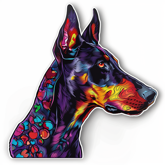 Doberman Pinscher Dog majestic Expressive surreal Vinyl Decal Sticker for Car, Laptop, Tumbler and more # F019525-4" x 4"