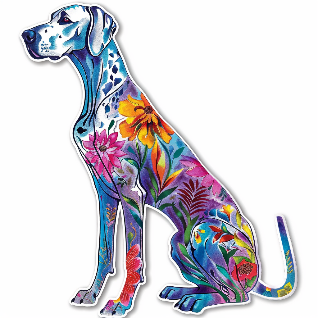 Adorable Great Dane Dog Expressive surreal Vinyl Decal Sticker for Car, Laptop, Tumbler and more # F017792