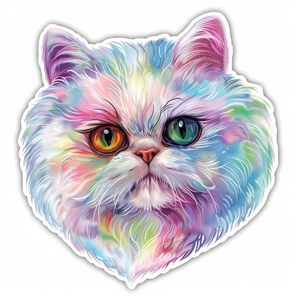 Sticker of a Persian Cat heartcore catlamellar Expressive surreal Vinyl Decal Sticker for Car, Laptop, Tumbler and more # F016414